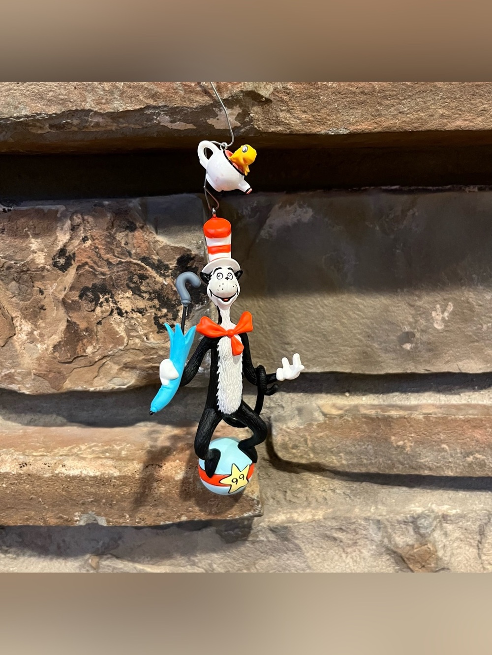 Hallmark Keepsake 1999 Cat in the Hat and Teapot Fish Christmas Ornament